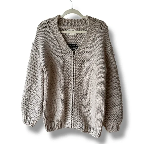 Jackson Rowe I See You Chunky Knit Cardigan in Stone Size S - Picture 3 of 13